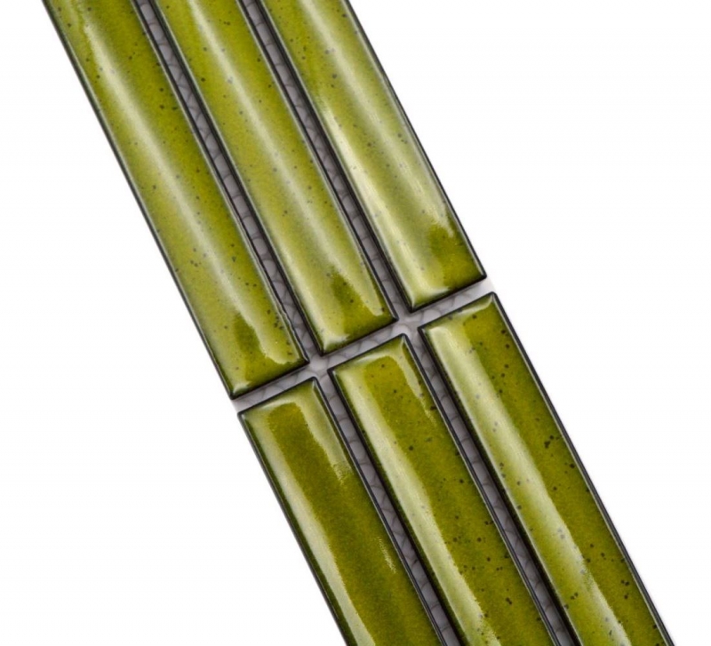 Bordure Borde Mosaïque vert clair brillant aspect baguettes Carreau de cuisine Miroir de salle de bain Mur de douche MOS24BOR-CS16_f