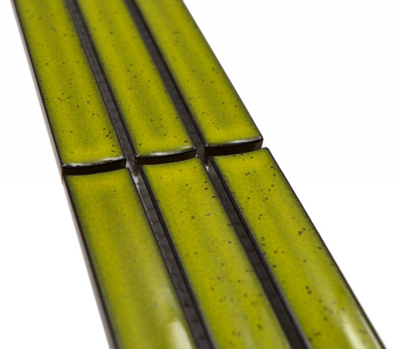 Bordure Borde Mosaïque vert clair brillant aspect baguettes Carreau de cuisine Miroir de salle de bain Mur de douche MOS24BOR-CS16_f
