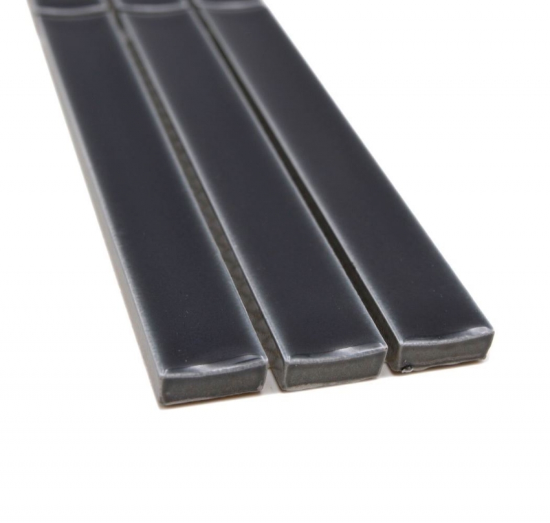 Bordure Borde Mosaïque noir brillant aspect baguettes Carreau de cuisine Miroir de salle de bain Paroi de douche MOS24BOR-CS36_f