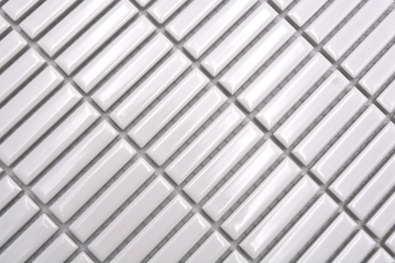 Motif à main Mosaïque Céramique Bâtons Rétro Vintage Années 50 Années 60 Lames blanches brillantes MOS24-BM1_m