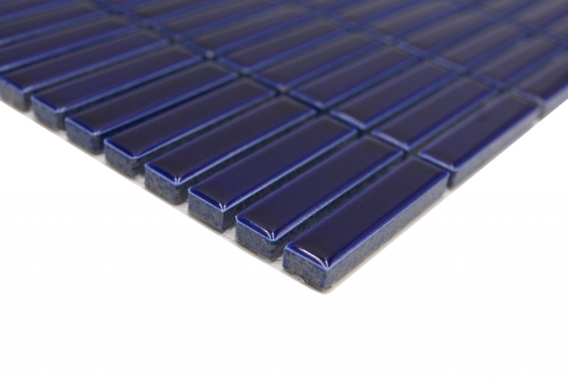 Motif main mosaïque céramique bâtonnets rétro vintage années 50 années 60 plaquette bleu cobalt brillant MOS24-BM5_m