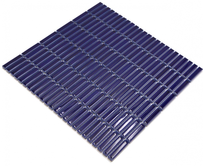 Motif main mosaïque céramique bâtonnets rétro vintage années 50 années 60 plaquette bleu cobalt brillant MOS24-BM5_m