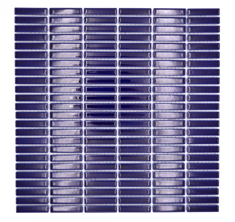 Motif main mosaïque céramique bâtonnets rétro vintage années 50 années 60 plaquette bleu cobalt brillant MOS24-BM5_m