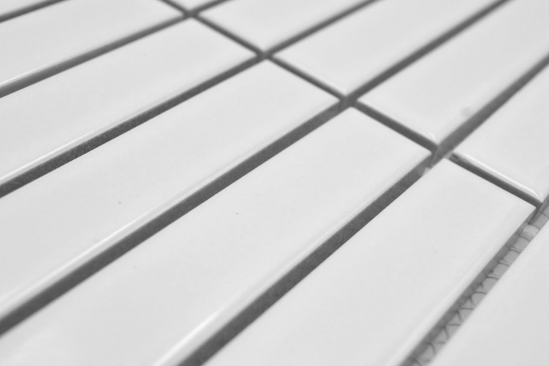 Motif main Mosaïque céramique bâtonnets Modern Art blanc brillant MOS24-S10_m