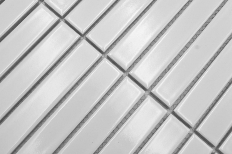 Motif main Mosaïque céramique bâtonnets Modern Art blanc brillant MOS24-S10_m