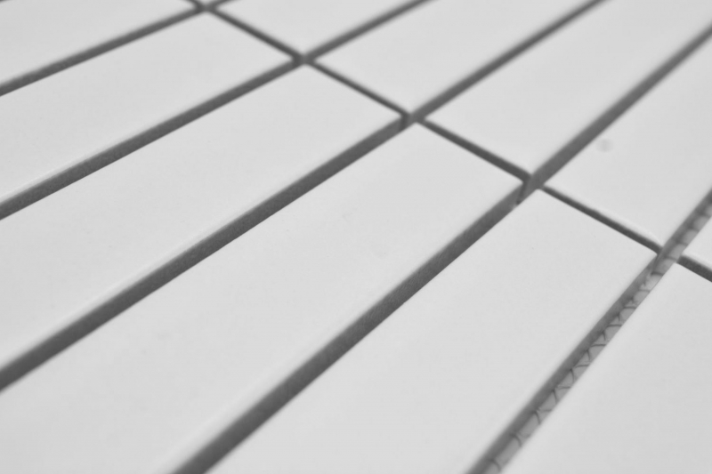 Motif à main Mosaïque en céramique Bâtons Modern Art blanc mat MOS24-S20_m