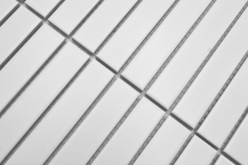 Motif à main Mosaïque en céramique Bâtons Modern Art blanc mat MOS24-S20_m