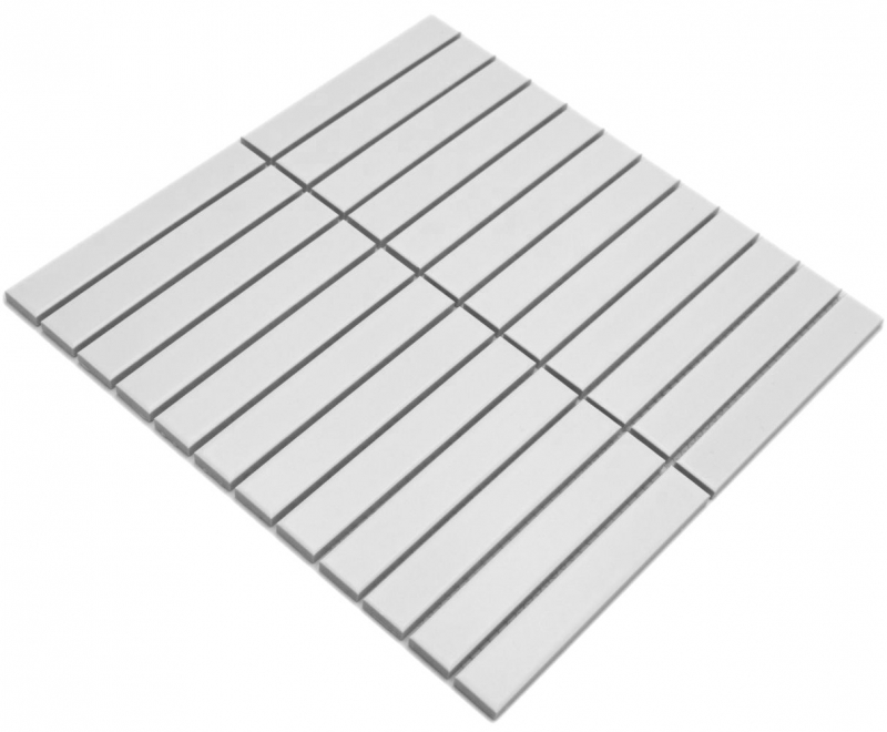 Motif à main Mosaïque en céramique Bâtons Modern Art blanc mat MOS24-S20_m
