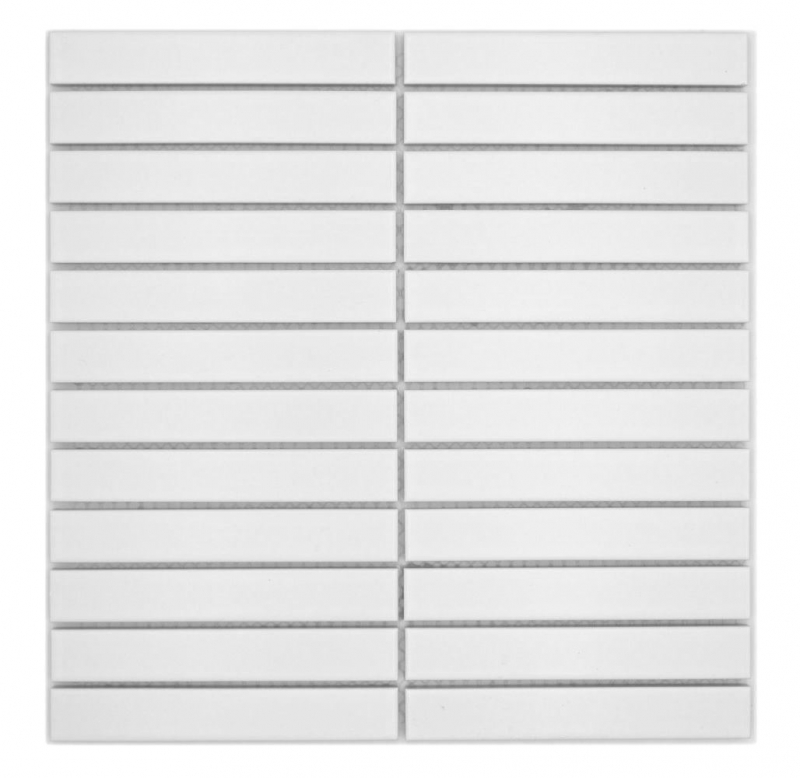 Motif à main Mosaïque en céramique Bâtons Modern Art blanc mat MOS24-S20_m