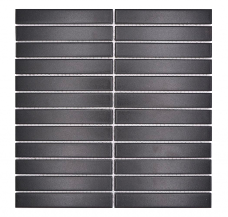 Motif à main Mosaïque en céramique Bâtons Modern Art noir mat MOS24-S60_m