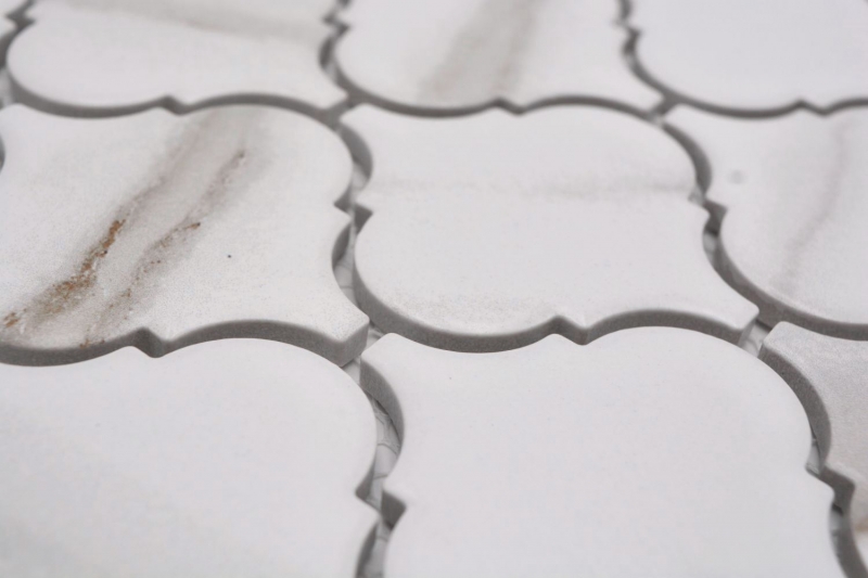 Motif main Mosaïque céramique Florentine Calacatta Vintage blanc gris-brun mat MOS13-0204_m