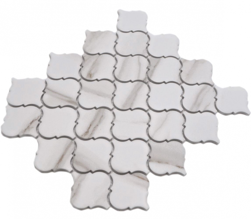 Motif main Mosaïque céramique Florentine Calacatta Vintage blanc gris-brun mat MOS13-0204_m