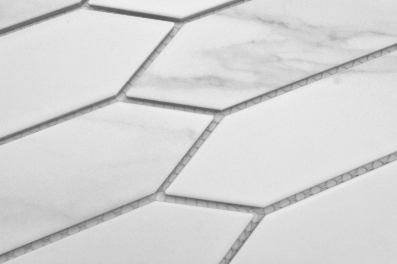 Échantillon manuel de mosaïque céramique Hexagone hexagonal Cararra blanc gris mat MOS13-L1102_m