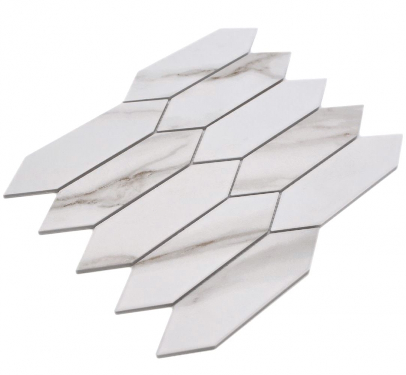Échantillon manuel de mosaïque céramique Hexagone hexagonal Calacatta blanc gris brun mat MOS13-L1112_m