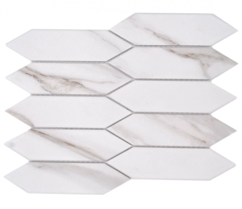 Échantillon manuel de mosaïque céramique Hexagone hexagonal Calacatta blanc gris brun mat MOS13-L1112_m