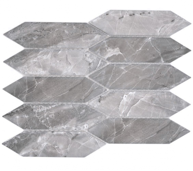 Échantillon manuel de mosaïque céramique Hexagone hexagonal aspect pierre allongé gris foncé mat MOS13-L0208_m