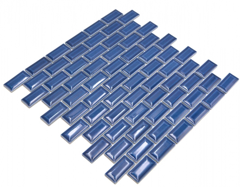 Échantillon manuel de carreaux de mosaïque céramique assemblage mural uni bleu cobalt MOS26-0414_m