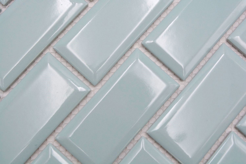 Échantillon manuel de carreaux de mosaïque céramique Metro aspect composite uni vert menthe pastel MOS24-06M_m