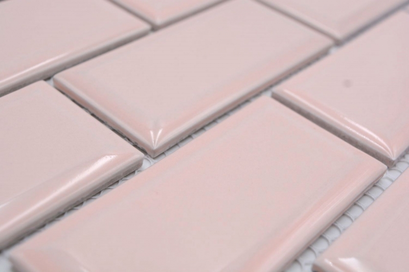 Échantillon manuel de mosaïque céramique Metro aspect composite uni rose pâle pastel MOS24-11T_m