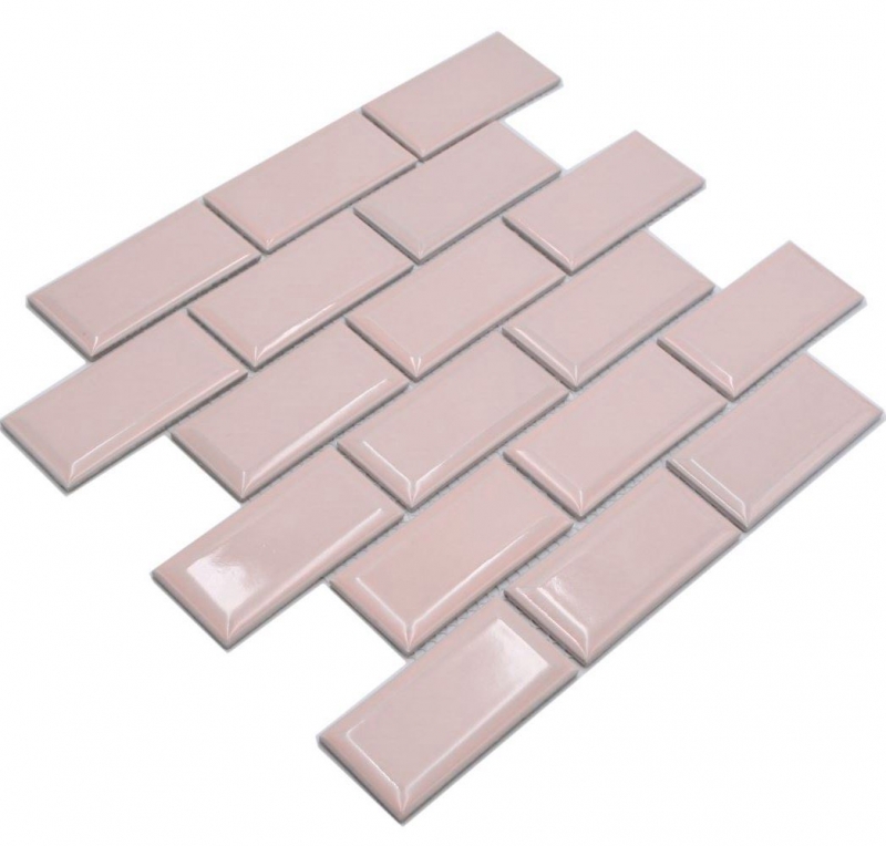 Échantillon manuel de mosaïque céramique Metro aspect composite uni rose pâle pastel MOS24-11T_m