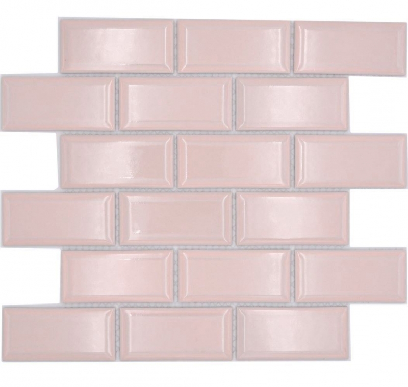 Échantillon manuel de mosaïque céramique Metro aspect composite uni rose pâle pastel MOS24-11T_m