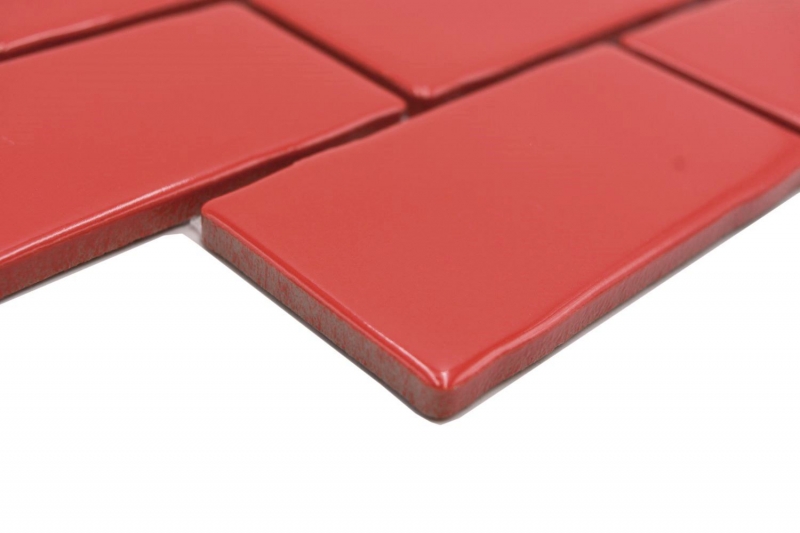 Échantillon manuel de carreaux de mosaïque céramique Metro Sybway composite uni rouge feu brillant MOS26-567_m