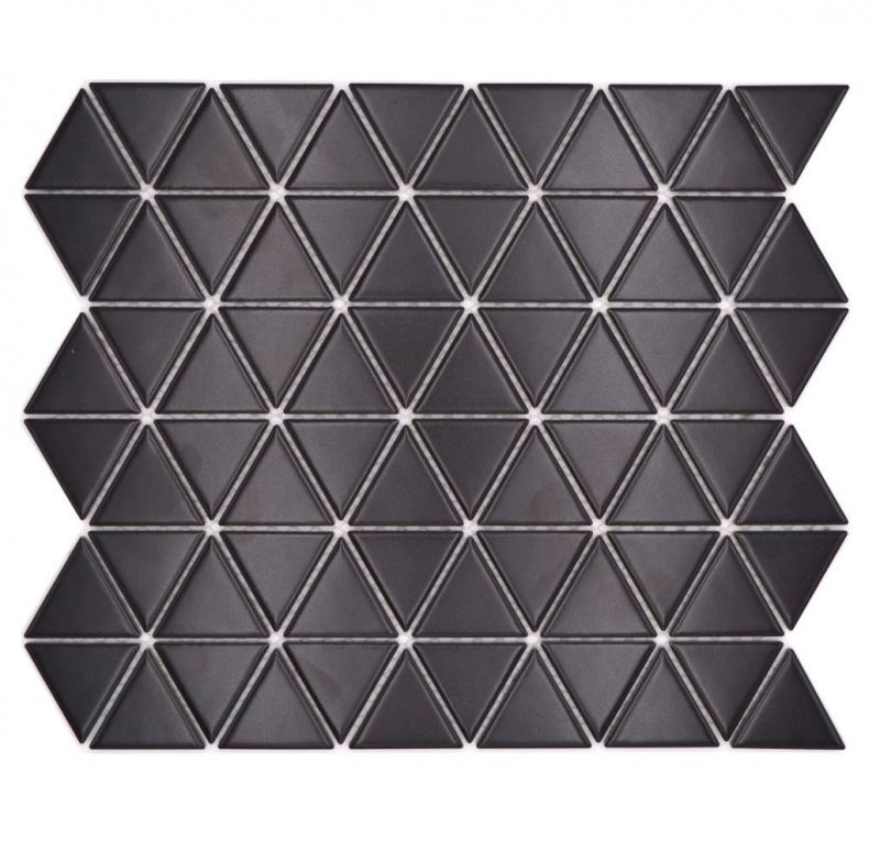 Échantillon manuel de carreaux de mosaïque céramique triangle diamant uni noir mat MOS13-t49_m