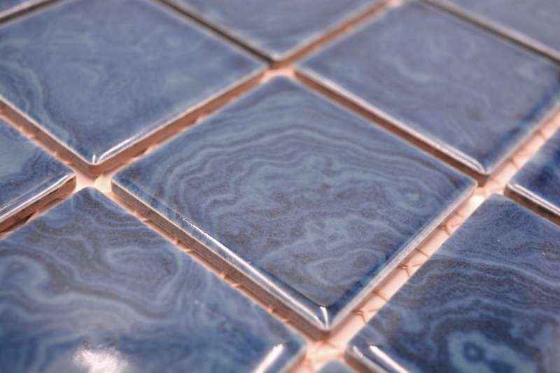 Échantillon manuel de carreaux de mosaïque céramique bleu glacé strié MOS14-0404_m