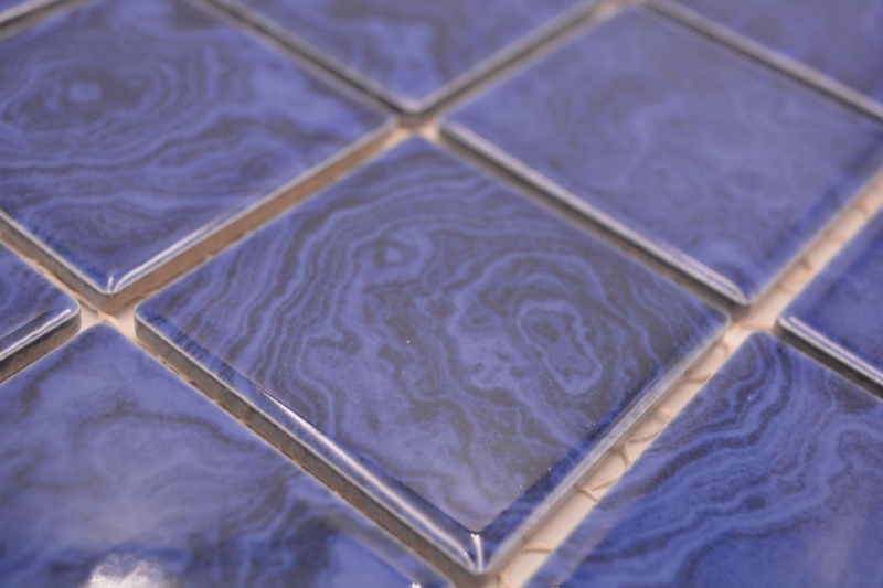Échantillon manuel de carreaux de mosaïque céramique bleu cobalt bleu clair stries MOS14-0406_m