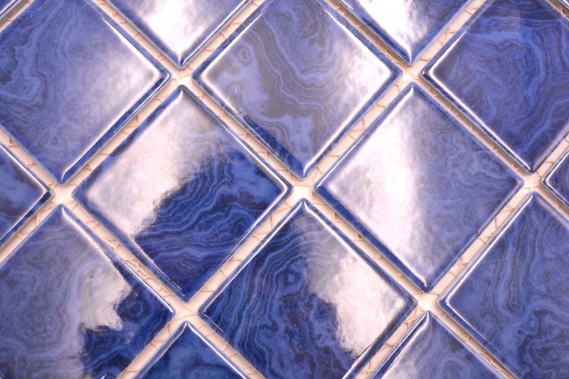 Échantillon manuel de carreaux de mosaïque céramique bleu cobalt bleu clair stries MOS14-0406_m