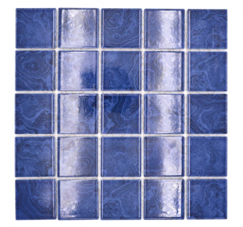 Échantillon manuel de carreaux de mosaïque céramique bleu cobalt bleu clair stries MOS14-0406_m