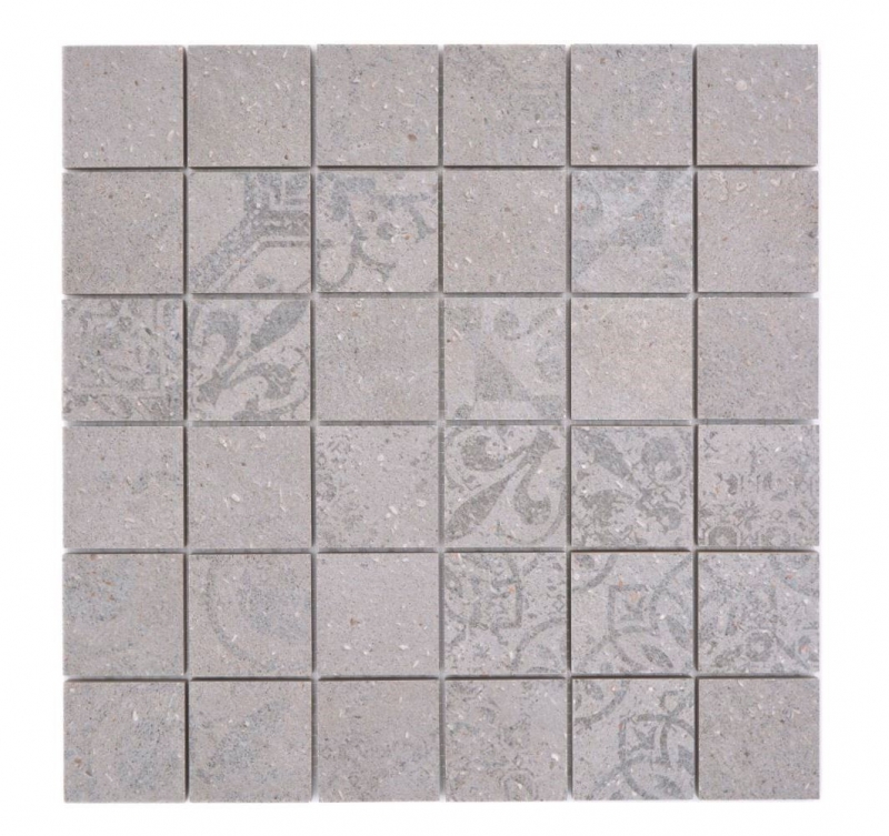 Échantillon manuel Céramique Carreau de mosaïque Grès cérame gris clair anthracite à motifs MOS14-G3_m