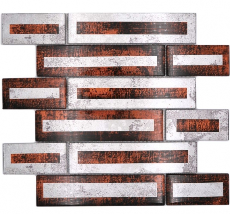 Échantillon manuel de mosaïque de verre Carreau de mosaïque aspect 2D brun argenté gris ombré MOS88-W1_m