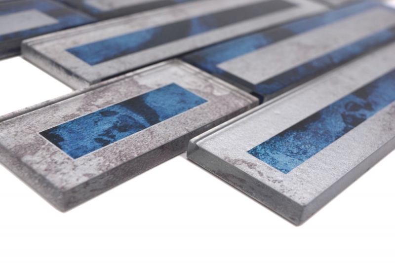 Échantillon manuel de mosaïque de verre Carreau de mosaïque 2D noir bleu gris ombré MOS88-W9_m