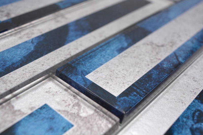 Échantillon manuel de mosaïque de verre Carreau de mosaïque 2D noir bleu gris ombré MOS88-W9_m