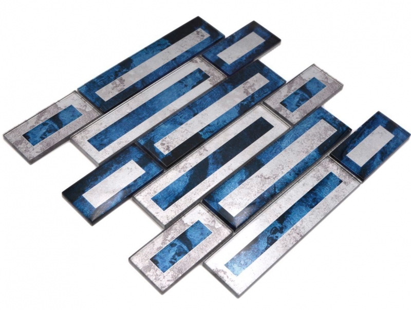 Échantillon manuel de mosaïque de verre Carreau de mosaïque 2D noir bleu gris ombré MOS88-W9_m