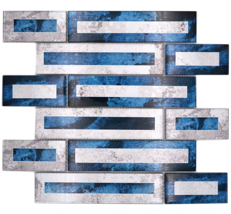 Échantillon manuel de mosaïque de verre Carreau de mosaïque 2D noir bleu gris ombré MOS88-W9_m
