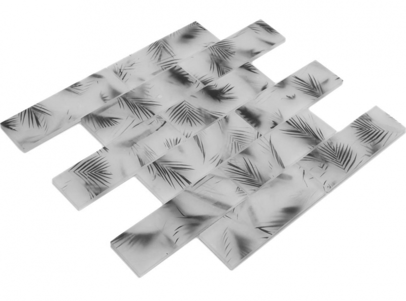 Échantillon manuel de mosaïque de verre Carreau de mosaïque composite blanc noir mat aspect feuille MOS88-FL25_m