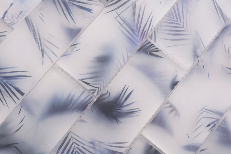 Échantillon manuel de mosaïque de verre Carreau de mosaïque composite blanc bleu mat aspect feuille MOS88-FL34_m