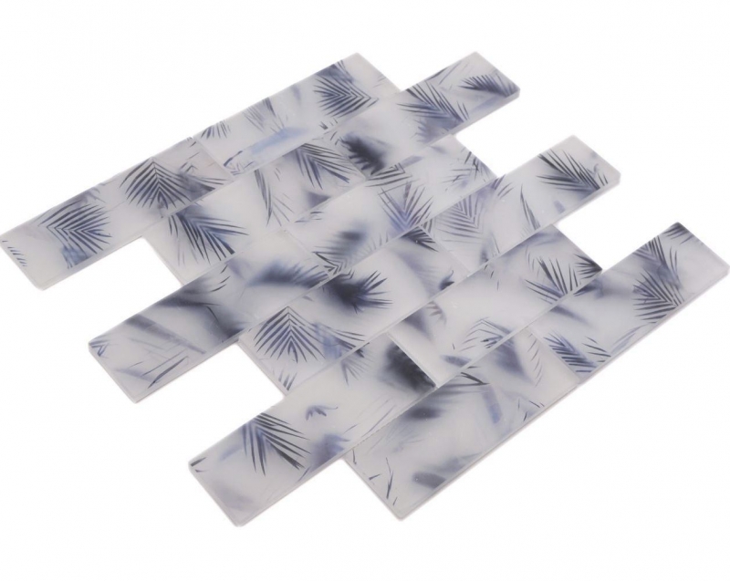 Échantillon manuel de mosaïque de verre Carreau de mosaïque composite blanc bleu mat aspect feuille MOS88-FL34_m