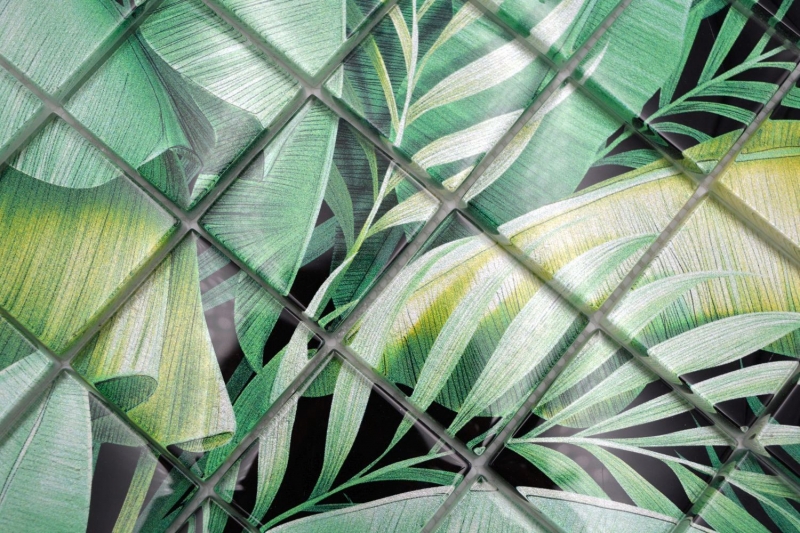 Échantillon manuel de mosaïque de verre Forêt pluviale Vert Feuilles optiques MOS88-Pic01_m