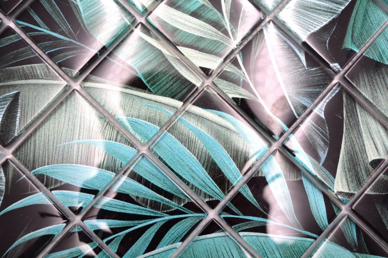 Échantillon manuel de mosaïque de verre Forêt pluviale Vert Noir Feuilles optiques MOS88-Pic05_m