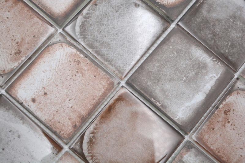 Motif à main Mosaïque de verre Carreau de mosaïque Retro Vinatage Ciment Style Pastel Gris Beige MOS88-S08_m