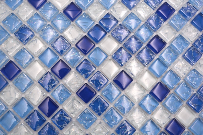 Échantillon manuel de mosaïque de verre carreau de mosaïque blanc cassé bleu MOS92-0104_m