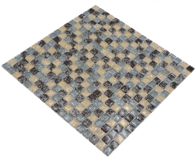 Échantillon manuel de mosaïque de verre carreau de mosaïque cassé gris beige marron MOS92-1302_m