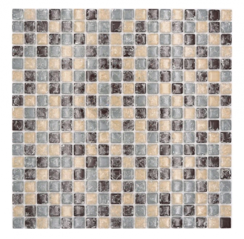 Échantillon manuel de mosaïque de verre carreau de mosaïque cassé gris beige marron MOS92-1302_m