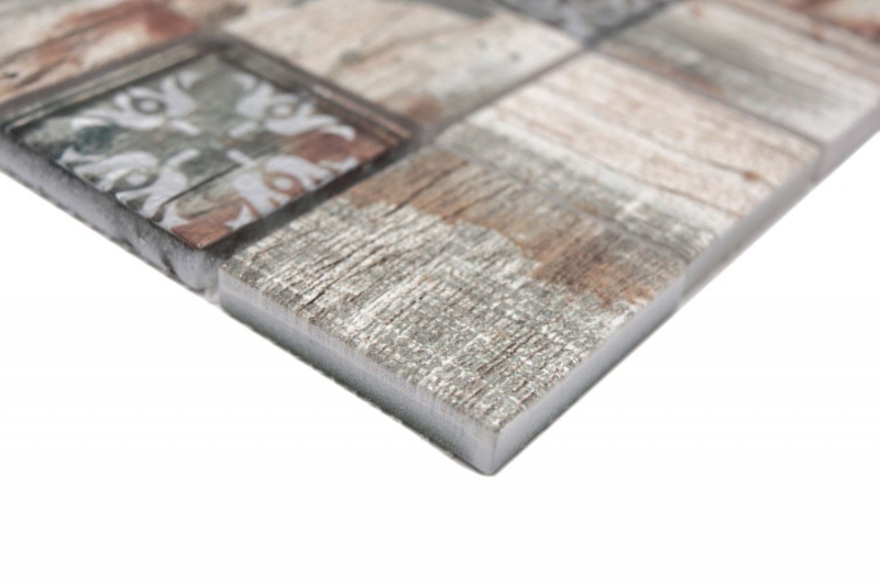 Échantillon manuel de mosaïque de verre Medio Vintage Patchwork beige imitation bois Ornement MOS160-W700_m