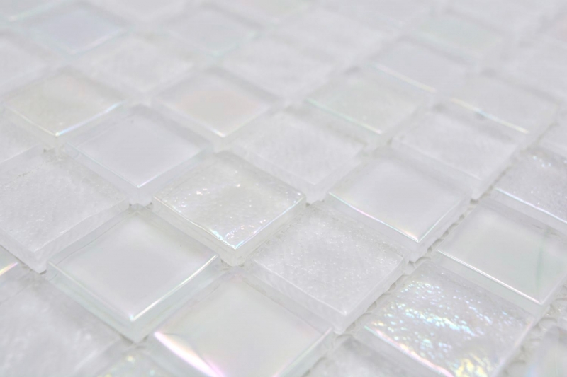 Échantillon manuel de mosaïque de verre small flip flop irisé blanc multicolore MOS65-S10_m