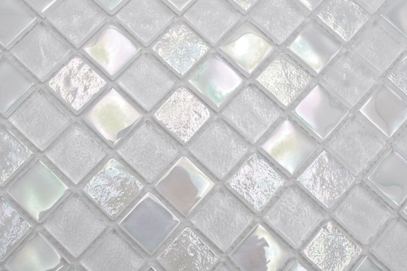 Échantillon manuel de mosaïque de verre small flip flop irisé blanc multicolore MOS65-S10_m