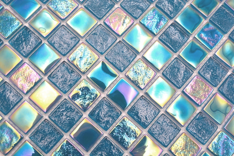 Échantillon manuel de mosaïque de verre carreau de mosaïque small flip flop irisé noir multicolore MOS65-S63_m
